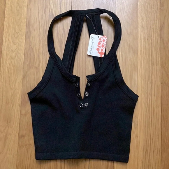 NWT Free People Movement Free Throw Henley Crop Tank Black XS - Picture 8 of 8